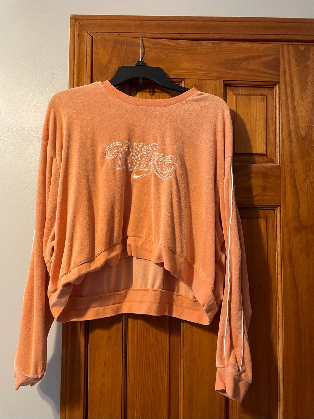 Nike Peach Cropped Terry Pullover Sweatshirt